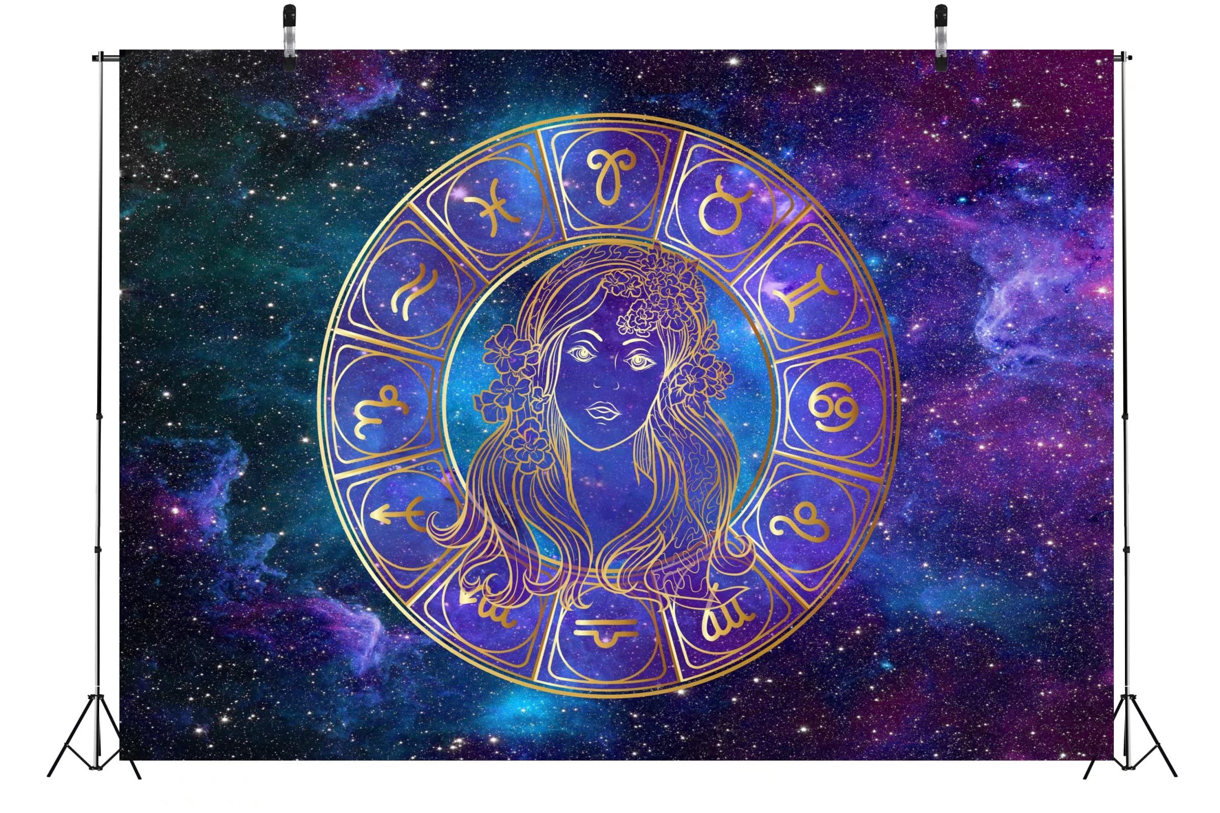 8x6ft Virgo Constellation Galaxy Backdrop - Glow in The Dark Zodiac Tapestry for Tarot Parties, Science Birthday Decor & Photo Booth Props | Perfect for Teens, Adults & Studio Photography