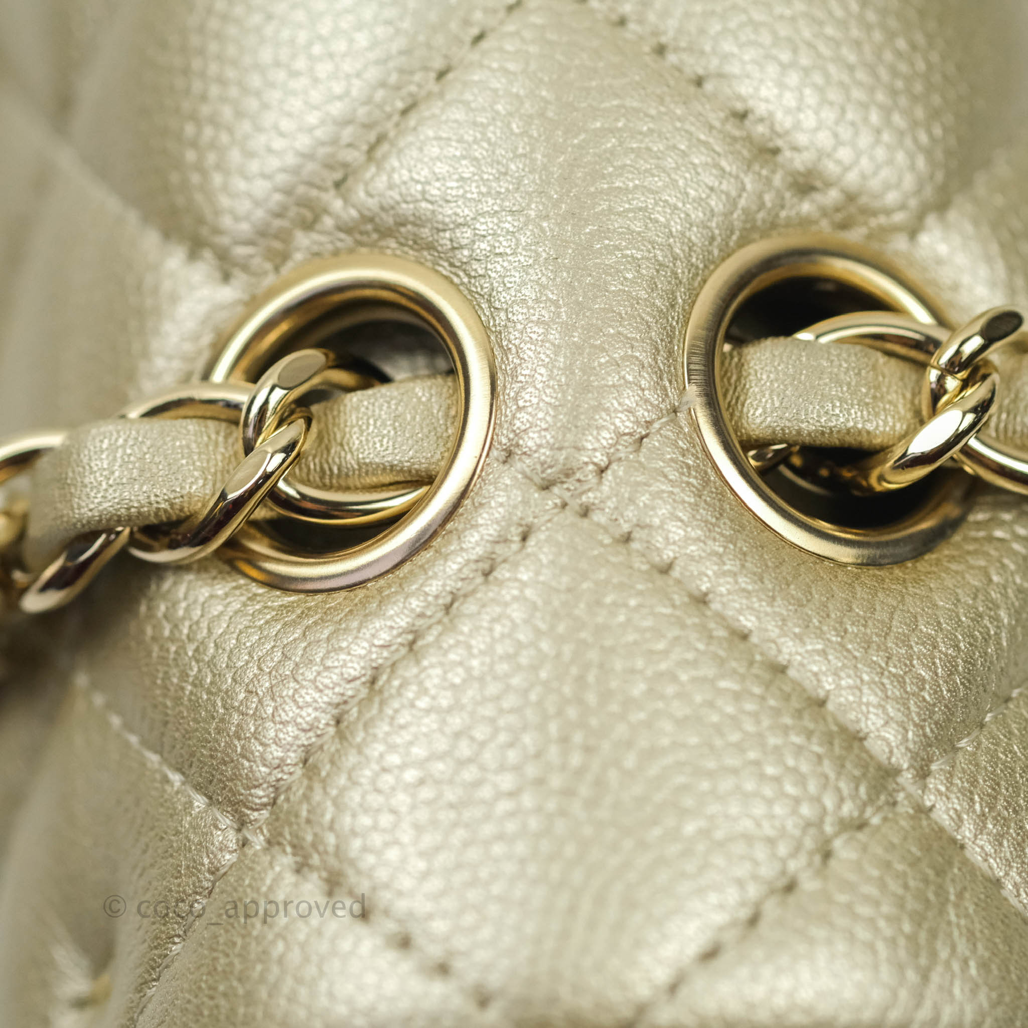 Chanel Classic Medium Double Flap Bag in Light Gold Caviar Leather with Gold Hardware | Luxury Designer Handbag for Women | Perfect for Work, Evening Events & Special Occasions