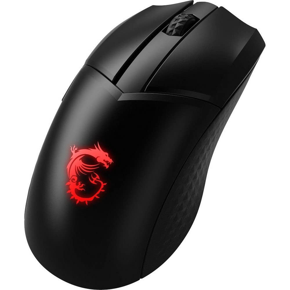 MSI CLUTCH GM41 Lightweight Wireless Gaming Mouse - 20000 DPI Optical Sensor, Symmetrical Design, 60M+ Click OMRON Switches, 6 Programmable Buttons, 80-Hour Battery Life with Charging Dock, 1ms Latency, RGB Lighting, 74g Ultra-Light - Wired/Wireless for PC, Mac, Laptop Gaming & Esports
