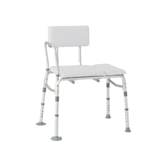 Rhythm Padded Transfer Bench - Shower & Bath Safety Seat for Elderly & Disabled - Non-Slip Medical Shower Chair with Adjustable Height & Back Support - Ideal for Home Care, Rehabilitation & Assisted Living