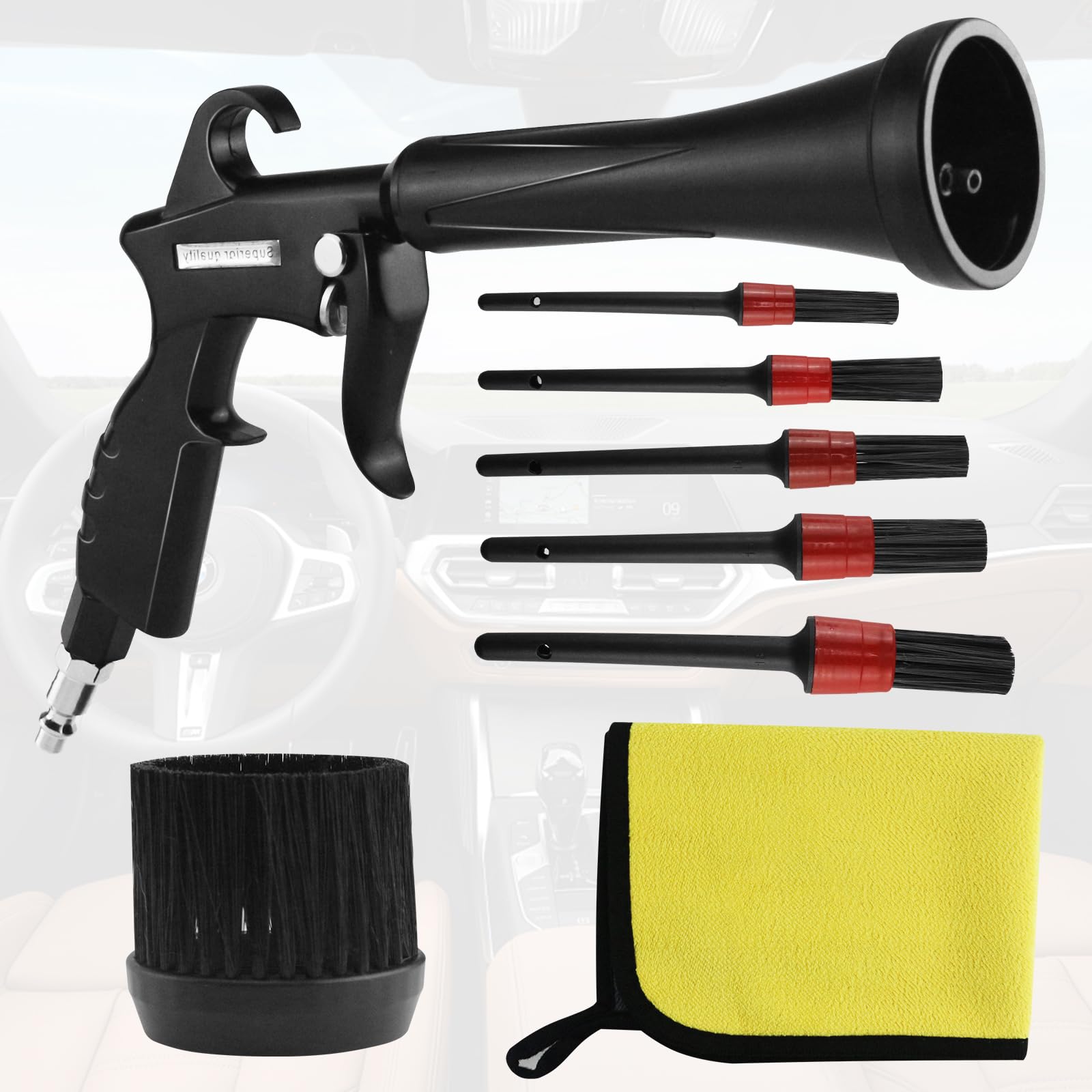 Tornado Air Cleaning Gun with Rubber Guard & Brass Adjustable Nozzle - Pneumatic Compressor Tool for Dust Removal, Car Detailing, Workshop Cleaning | Heavy-Duty Air Blow Gun for Automotive, Industrial & Home Use