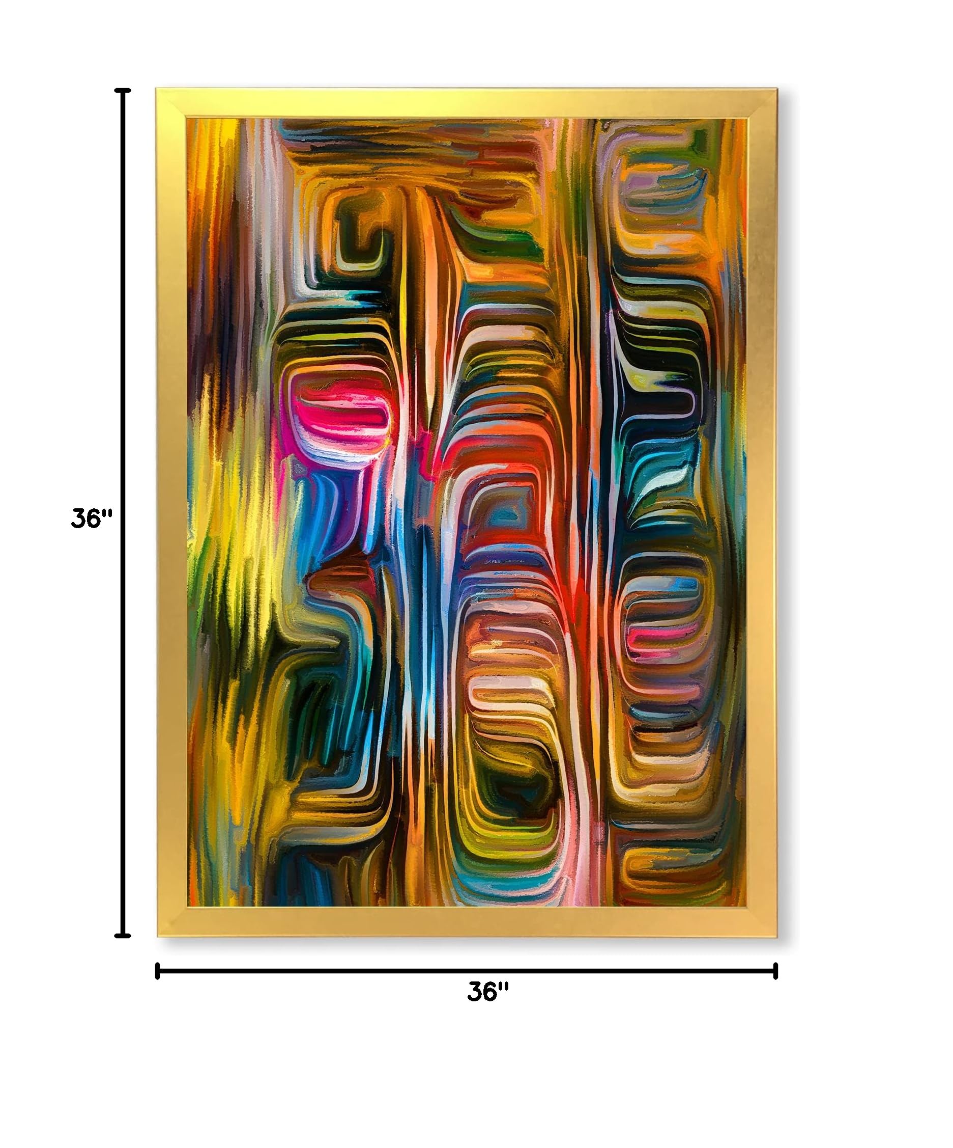 DesignQ Colour Fusion II Modern Framed Wall Art - Abstract Canvas Painting for Living Room, Bedroom & Office Decor