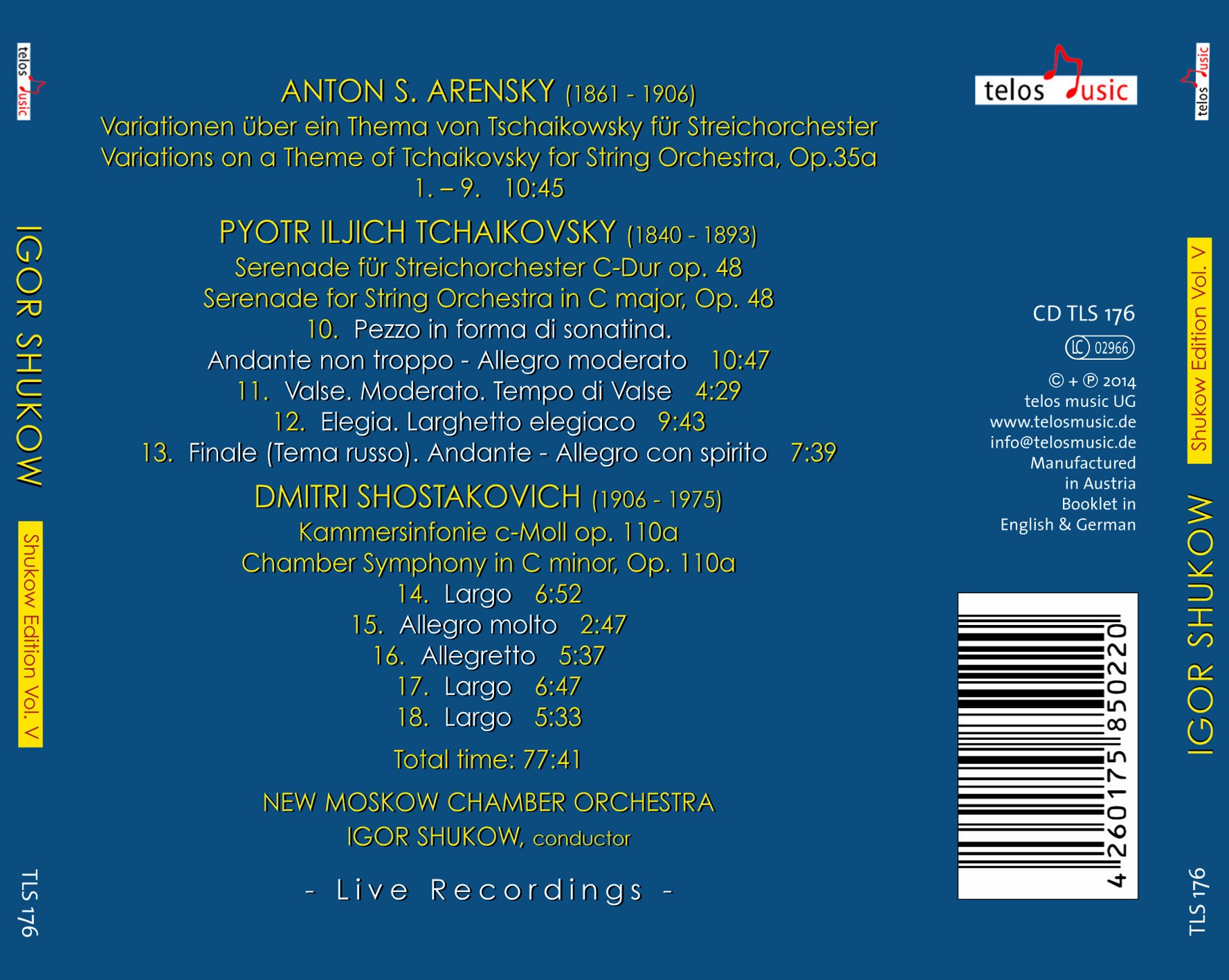 Igor Shukov Conducts Arensky Works for String Orchestra | Classical Music CD | Perfect for Concerts, Study & Relaxation