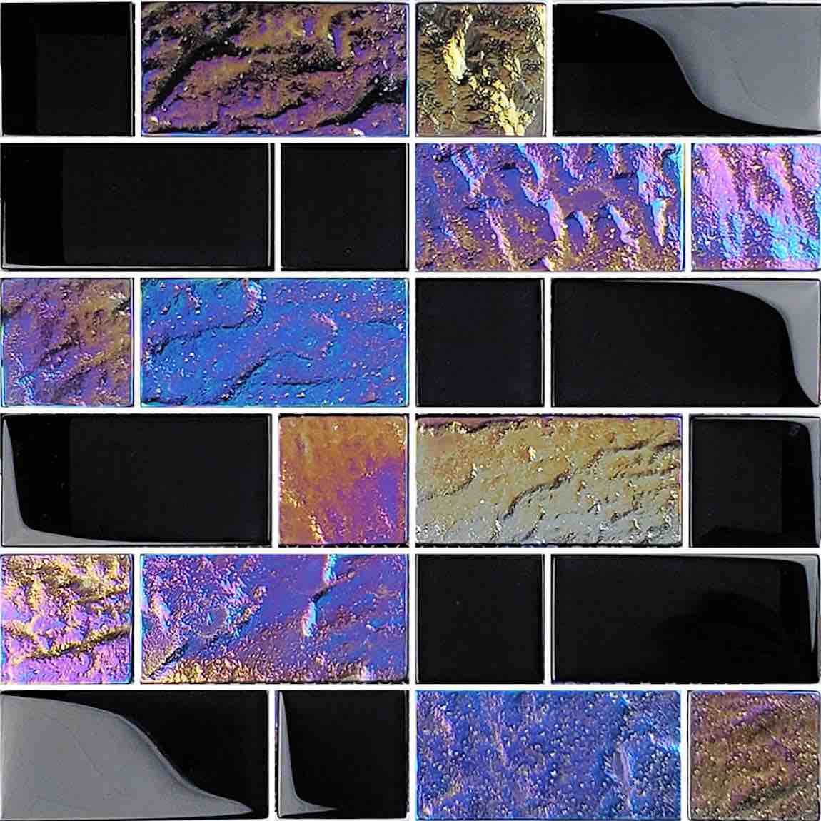 Black Mixed Glass Mosaic Tile - Premium Sheen for Kitchen Backsplash, Bathroom Walls & Pool Designs
