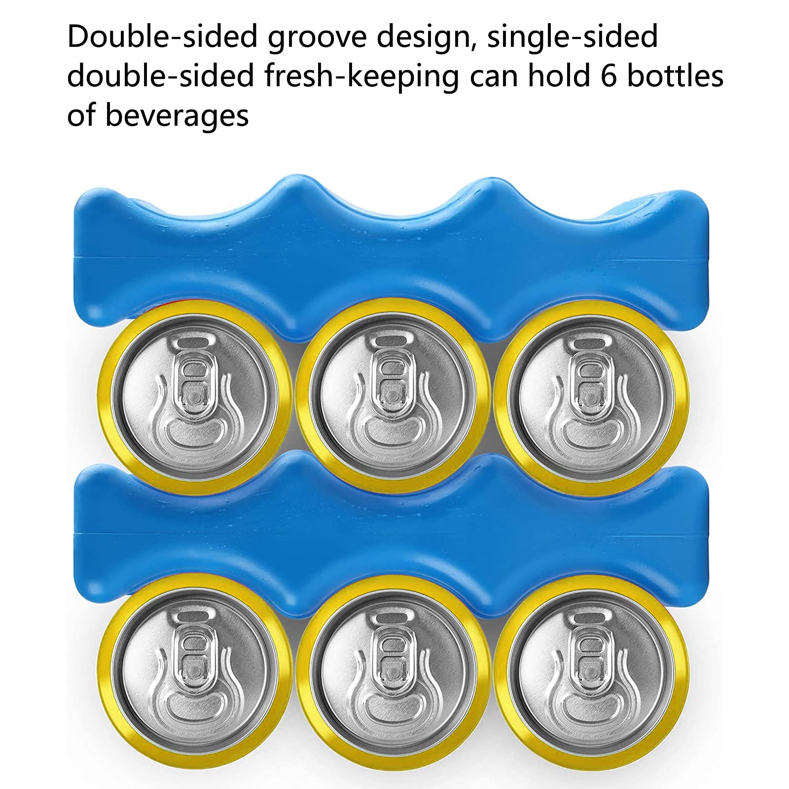 4 Pack Reusable Ice Packs for Coolers - Wave Design Freezer Packs for Beverages, Beer & Breast Milk Storage - Perfect for Camping, Picnics & Outdoor Activities (Blue)