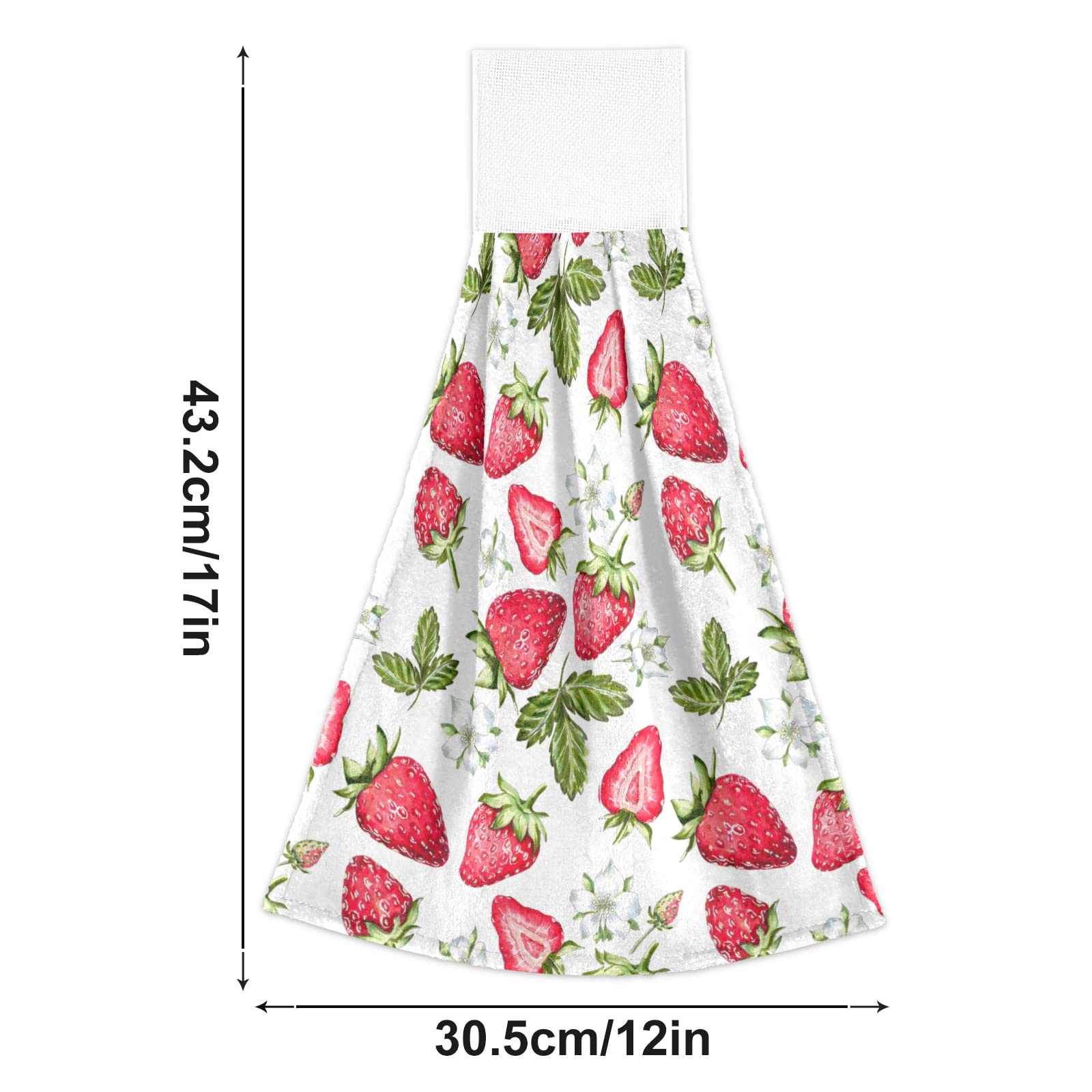 Premium Absorbent Strawberry Kitchen Hanging Towels Set of 2 - 12