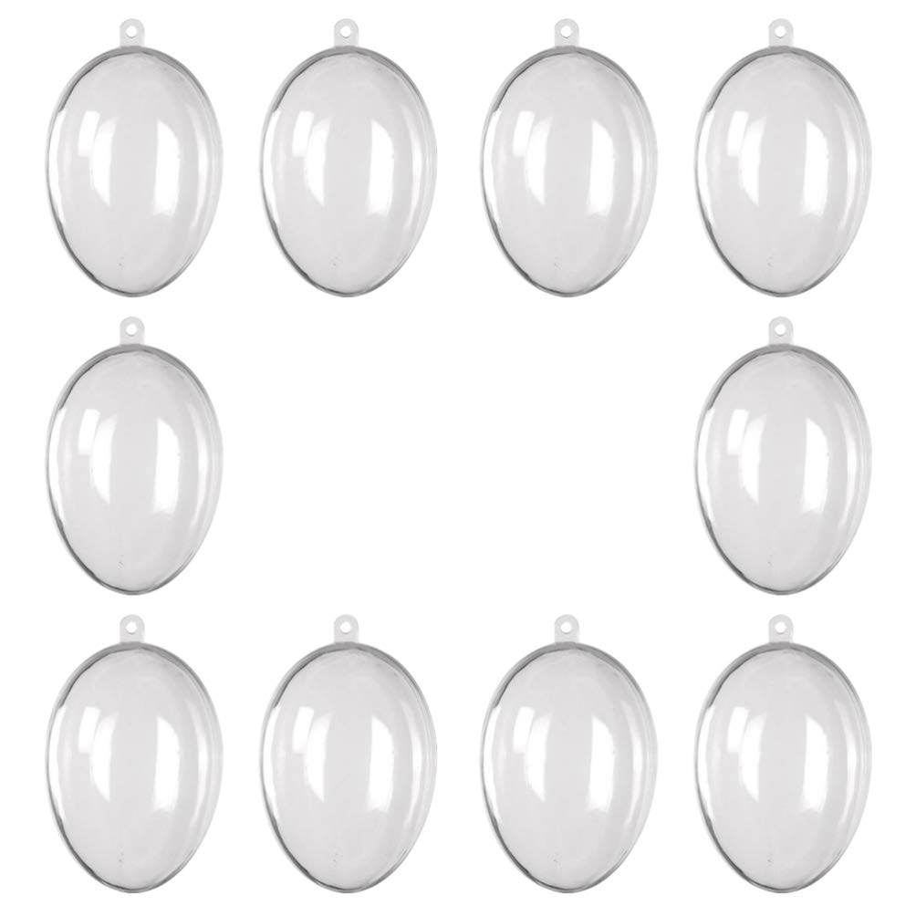 Holibanna 10pcs Clear Plastic Easter Eggs - Fillable Ornaments for DIY Crafts, Easter Party Decorations & Candy Treat Boxes (7.2cm) - Perfect for Easter Egg Hunts, Home Decor & Gift Giving