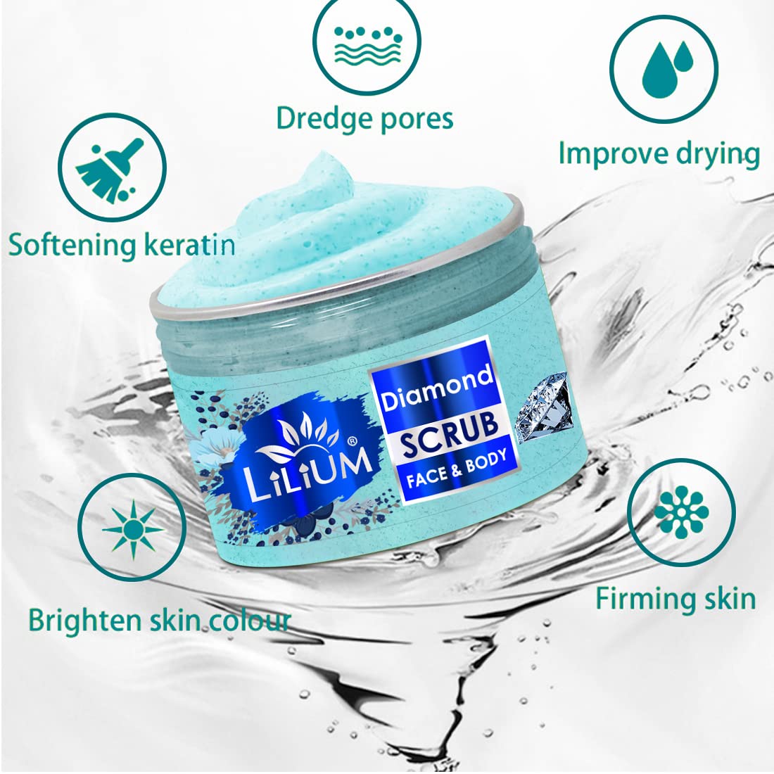 Lilium Diamond Scrub & Pack - 250g Each | Enriched with Jojoba Oil & Vitamins B3, C, E | Blackhead Remover & Instant Radiance Booster | Cruelty-Free Skincare | Pack of 2 | Perfect for Daily Exfoliation & Glowing Skin Routine