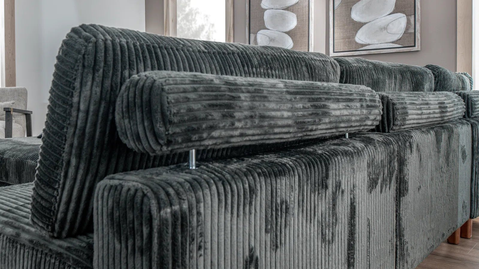 10ft Wide Modular Corduroy Sofa - Modern Plush Textured Sectional Couch for Living Room, Lounge, and Family Room Comfort