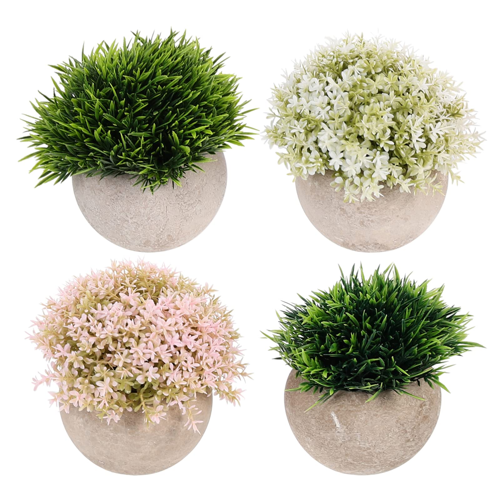 DECHOUS 4pcs Realistic Artificial Bonsai Plants - Faux Potted Desk Decor, Mini Fake Greenery for Home & Office, Perfect for Desktop, Shelf, and Tabletop Decoration