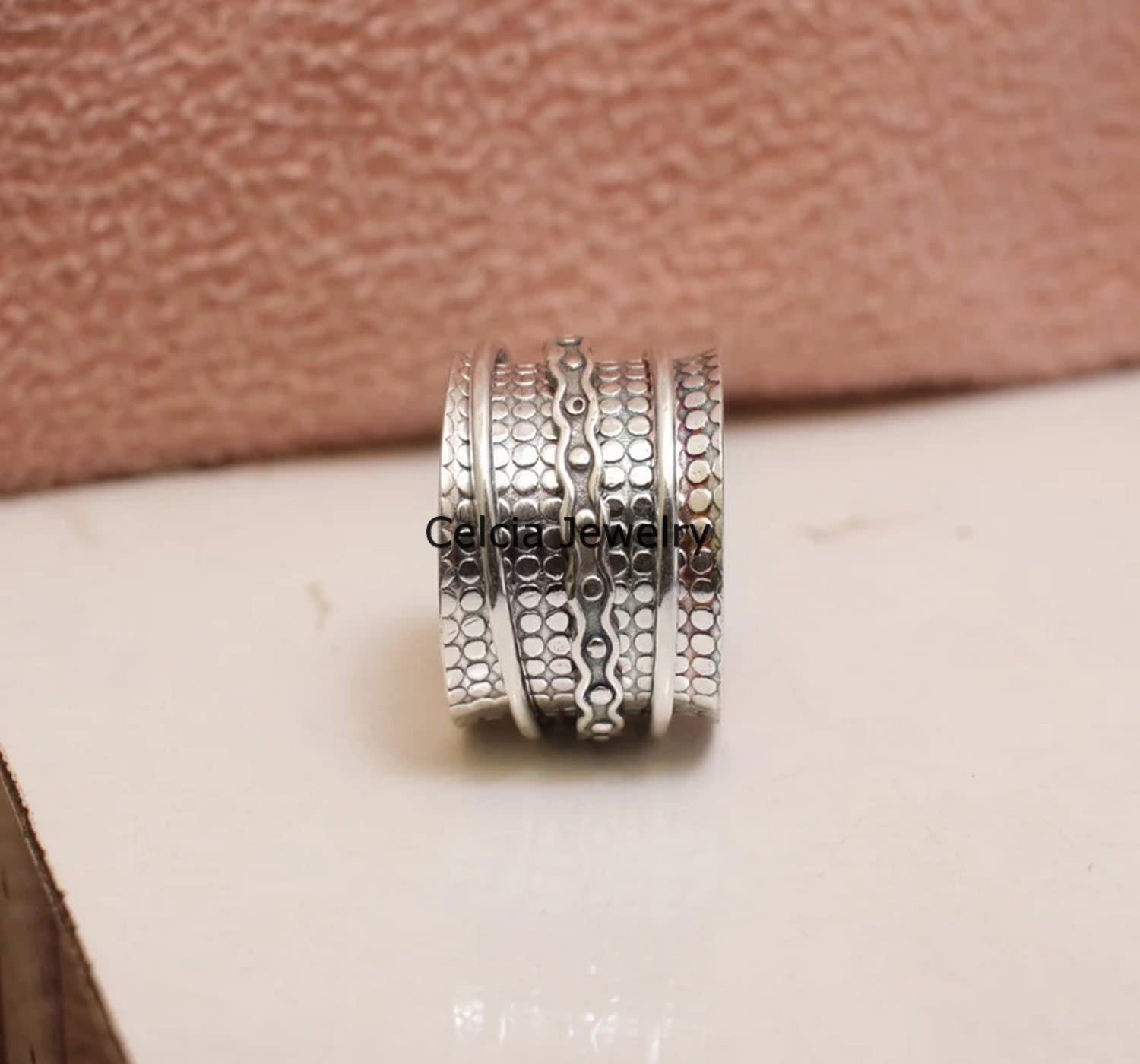 925 Sterling Silver Meditation Spinner Ring - Handmade Worry & Anxiety Relief Fidget Ring for Stress Relief, Size 7 | Perfect for Meditation, Office Focus & Calming Nervous Habits