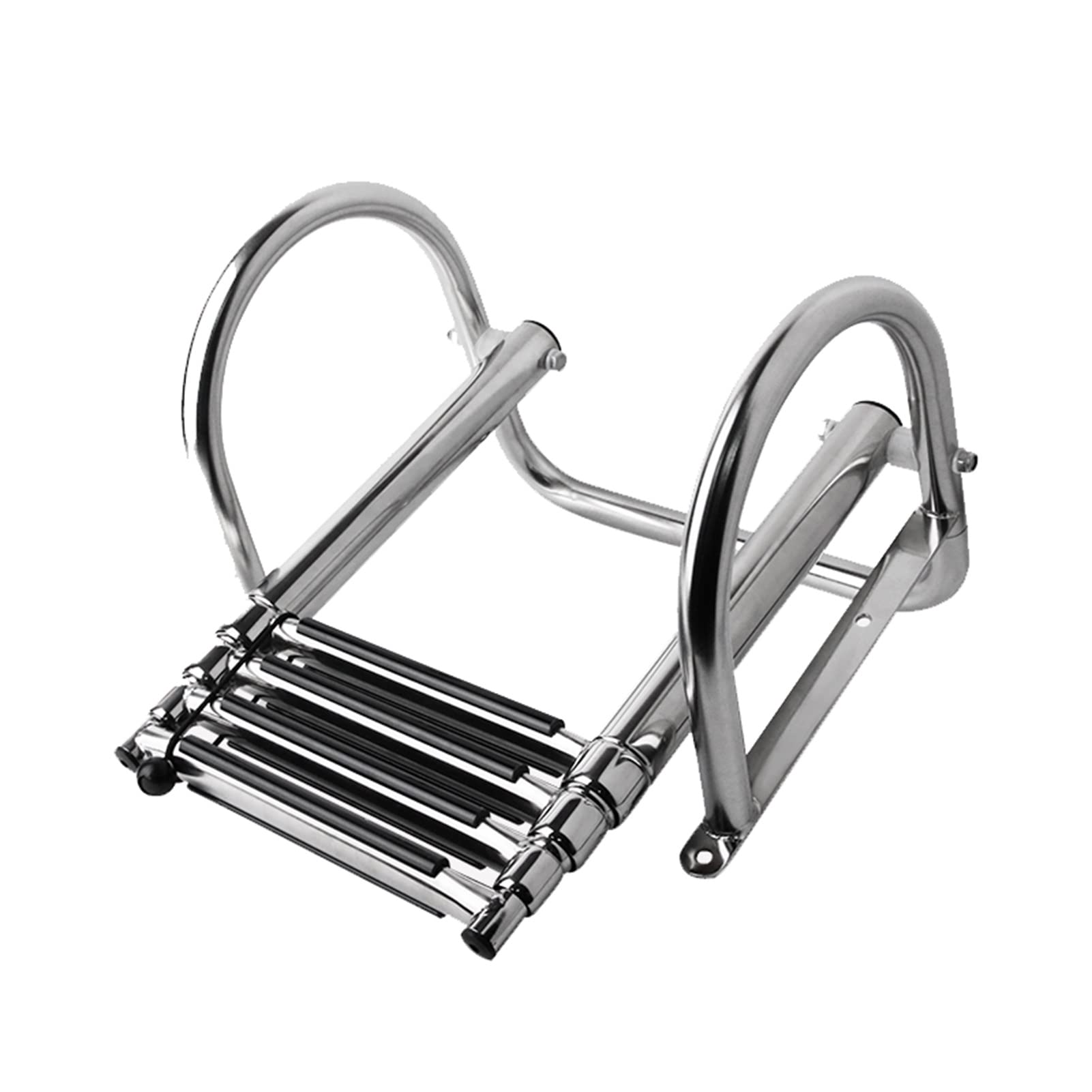 Stainless Steel 4-Step Marine Ladder - Foldable Telescoping Boat Ladder for Yachts & Speedboats with Handrail (Silver) | Perfect for Swimming, Boarding & Water Sports Access