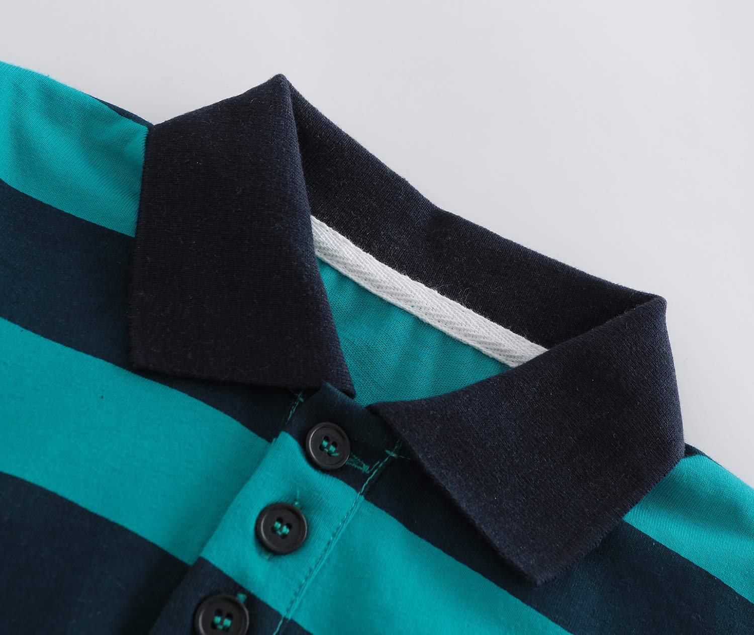 HowJoJo Boys Cotton Long Sleeve Striped Polo Shirts - Comfortable Casual Tees for School, Playdates & Everyday Wear