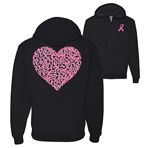 Black Pink Ribbon Heart