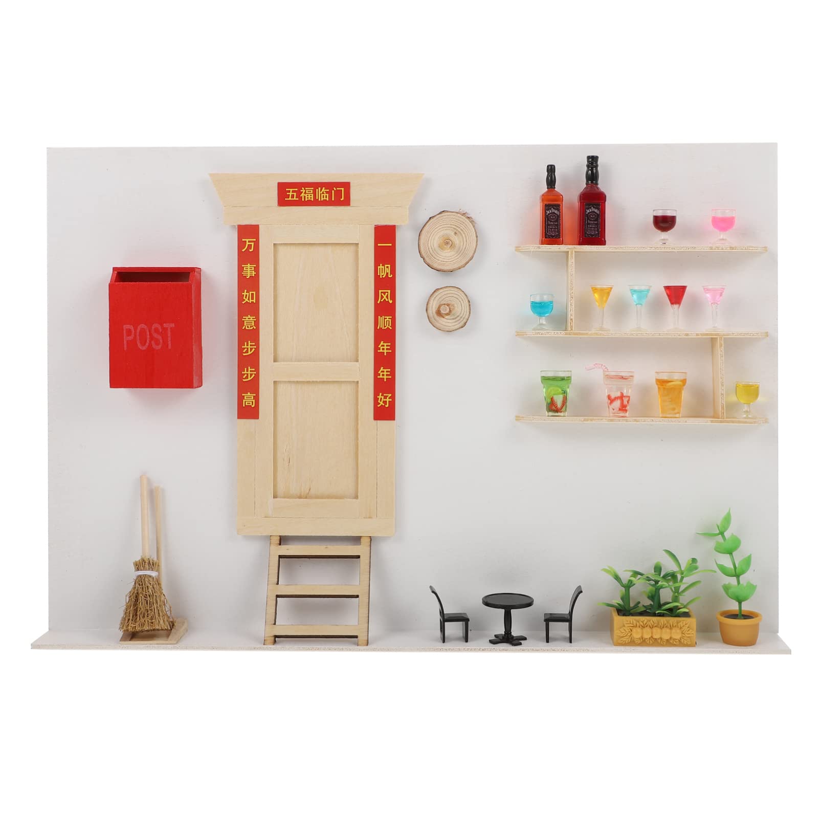 1 Set Wooden Dollhouse Furniture - Chinese New Year Themed Miniature House Decor & Pretend Play Accessories for Kids | Perfect for Spring Festival Celebrations, Role Playing & Home Decoration