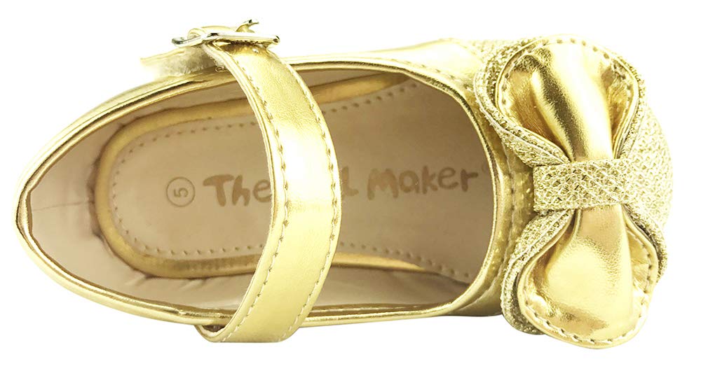 **The Doll Maker Gold Sparkle Mary Jane Shoes – Elegant & Comfortable Flats for Women, Girls – Perfect for Weddings, Parties & Everyday Wear**