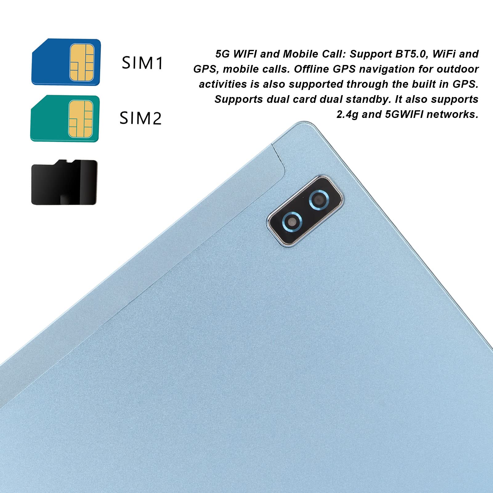 10.1 Inch Android Tablet - 8GB RAM 256GB ROM, 5G WiFi Octa-Core Portable Tablet with 8800mAh Battery (15 Days Standby), 1080x1920 IPS Screen - Perfect for Work, Study & Entertainment