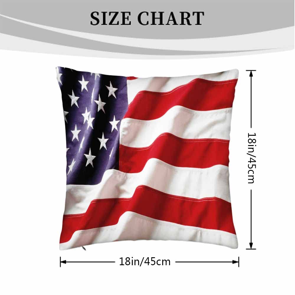 American Flag Throw Pillow Covers - Patriotic Ruffled Decor Pillowcases for Bedroom & Living Room (18x18 Inch, Pack of 2) - Perfect for Independence Day, Memorial Day & Home Decor