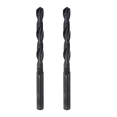 uxcell 6542 High Speed Steel Straight Shank Twist Drill Bit Set - 8.6mm Diameter, 125mm Length, Black Oxide Coated (2-Pack) for Metal, Wood, and Plastic Drilling - Perfect for DIY Projects and Professional Workshops