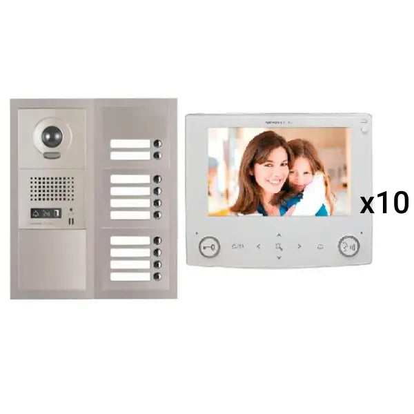Aiphone GT 10V7 10-Apartment Video Intercom System with 7 Tenants (GT 1C7) - Secure Multi-Unit Building Entry Solution for Apartments & Condos