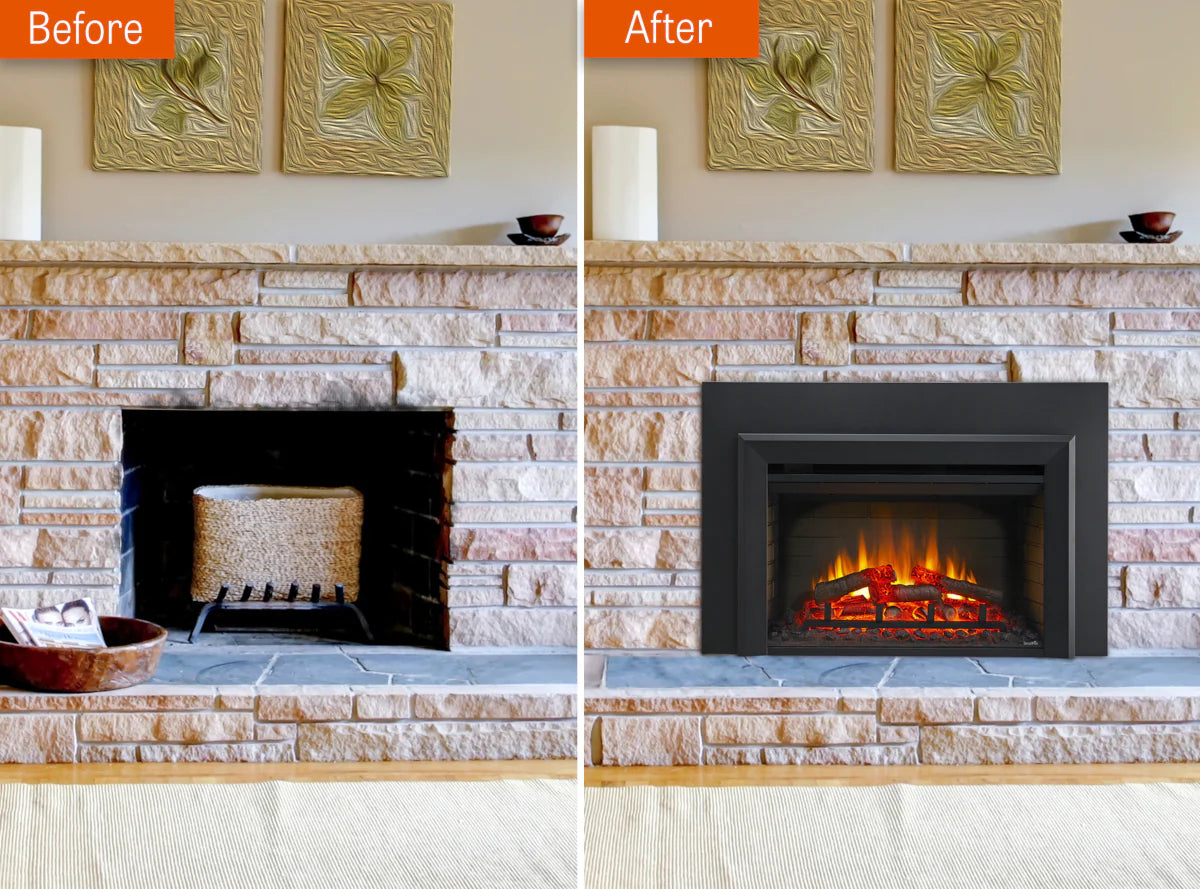 Simplifire 25 Electric Fireplace Insert - 25 Inch Recessed Wall Mount Heater with Realistic Flame Effect | Perfect for Living Rooms, Bedrooms & Home Offices (SF INS25)