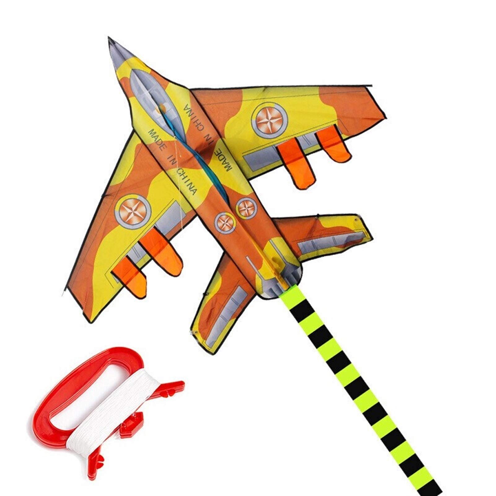 Blue Sky Flying Fighter Plane Kite - Giant Beach Kite with String & Reel for Kids & Adults | Easy to Fly Outdoor Toy for Eye Health | Perfect for Backyard Fun, Park Games & Beach Activities