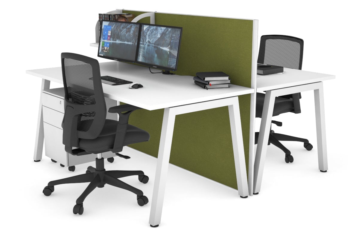 Horizon Quadro 2-Person Office Workstation Bench with A-Legs - 1800L x 800W Dimensions, Cable Management Scallop - Perfect for Collaborative Workspaces & Modern Office Environments