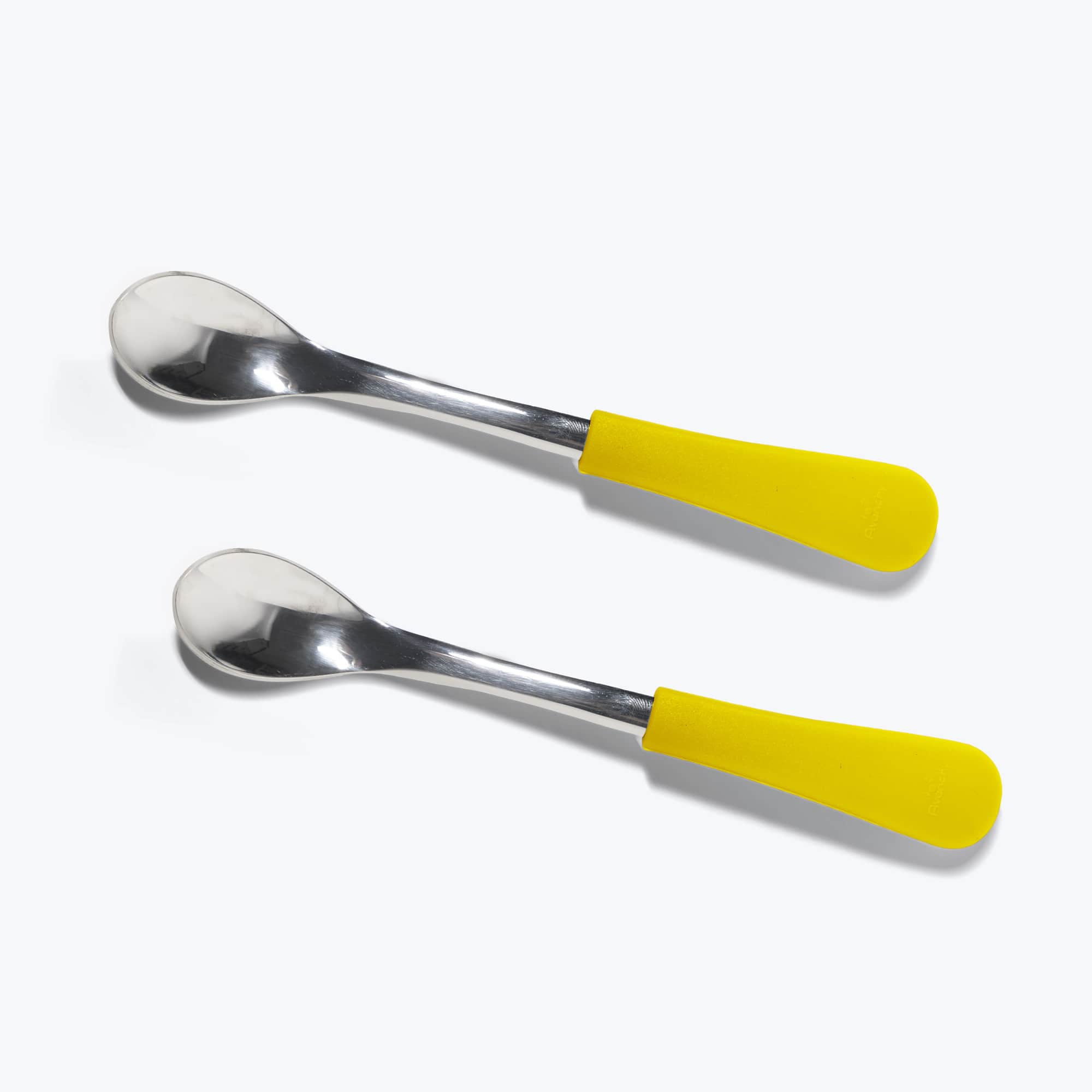 Avanchy Stainless Steel Baby Spoons for Infants & Toddlers - BPA-Free, Eco-Friendly, Pack of 2 - Bright Yellow - Perfect for First Foods, Baby-Led Weaning & Travel Feeding
