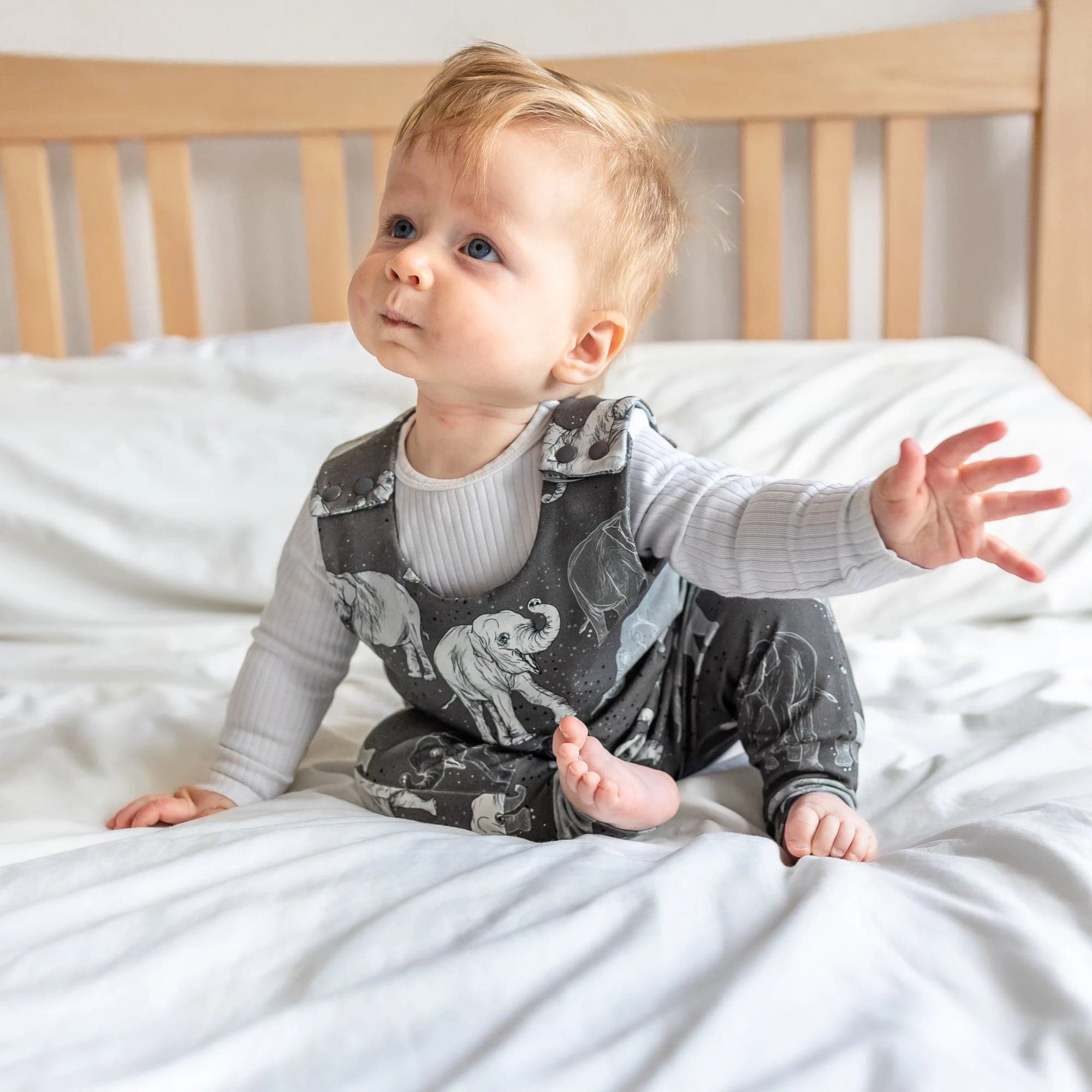 Organic Cotton Baby & Toddler Dungarees with Cute Elephant Design - Soft, Comfortable Overalls for Playtime, Daycare & Outdoor Adventures
