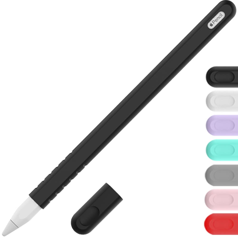 YINVA Apple Pencil 2nd Generation Sleeve Cover - Protective Grip Skin Case with Nib Cap (Black) | Perfect for iPad Pro, Drawing, Note-Taking & Digital Art Accessories