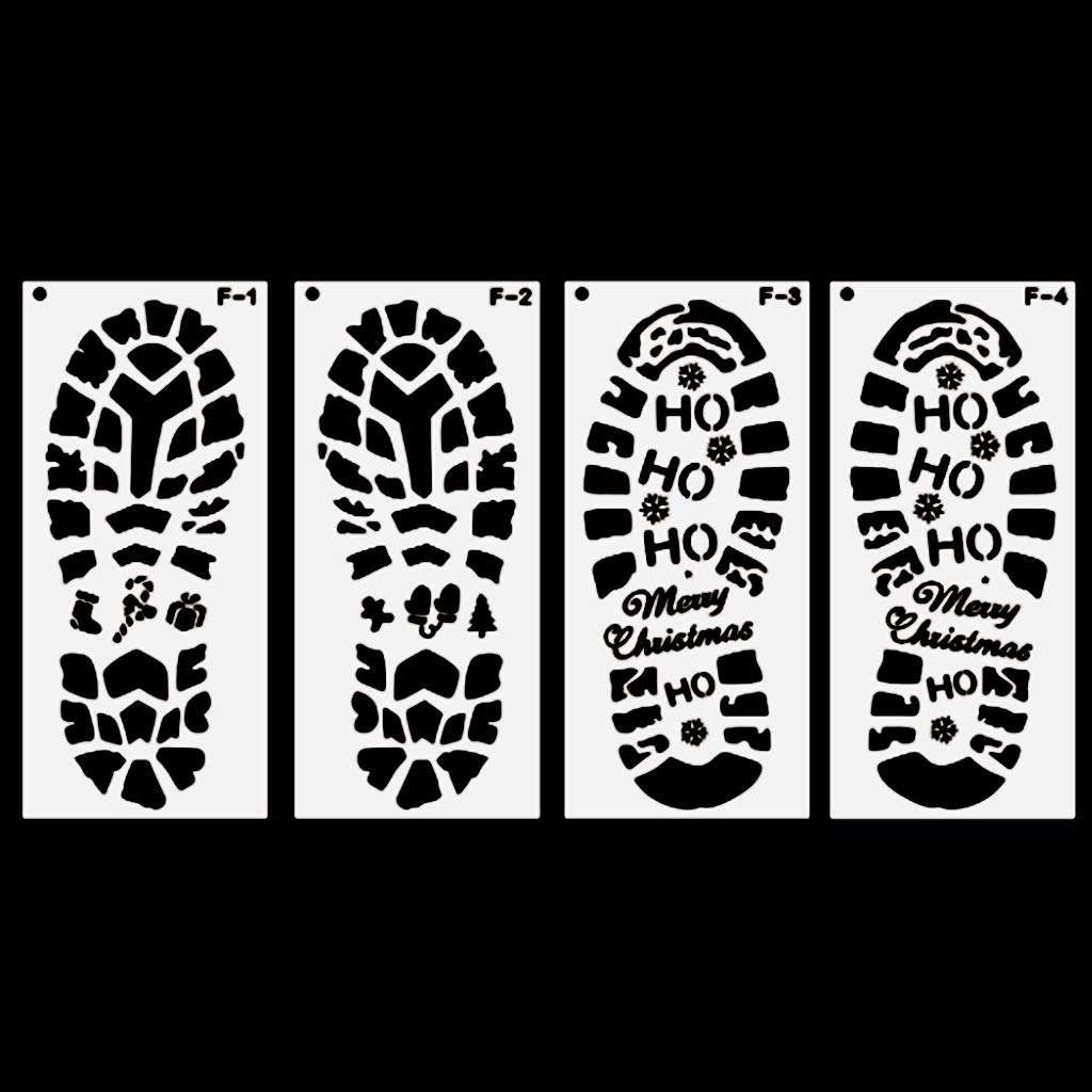 HELYZQ Christmas Footprint Plastic Stencil for DIY Scrapbooking, Photo Albums, Card Making - Holiday Craft Template for Kids & Adults (Perfect for Christmas Cards, Gift Tags, and Memory Books)