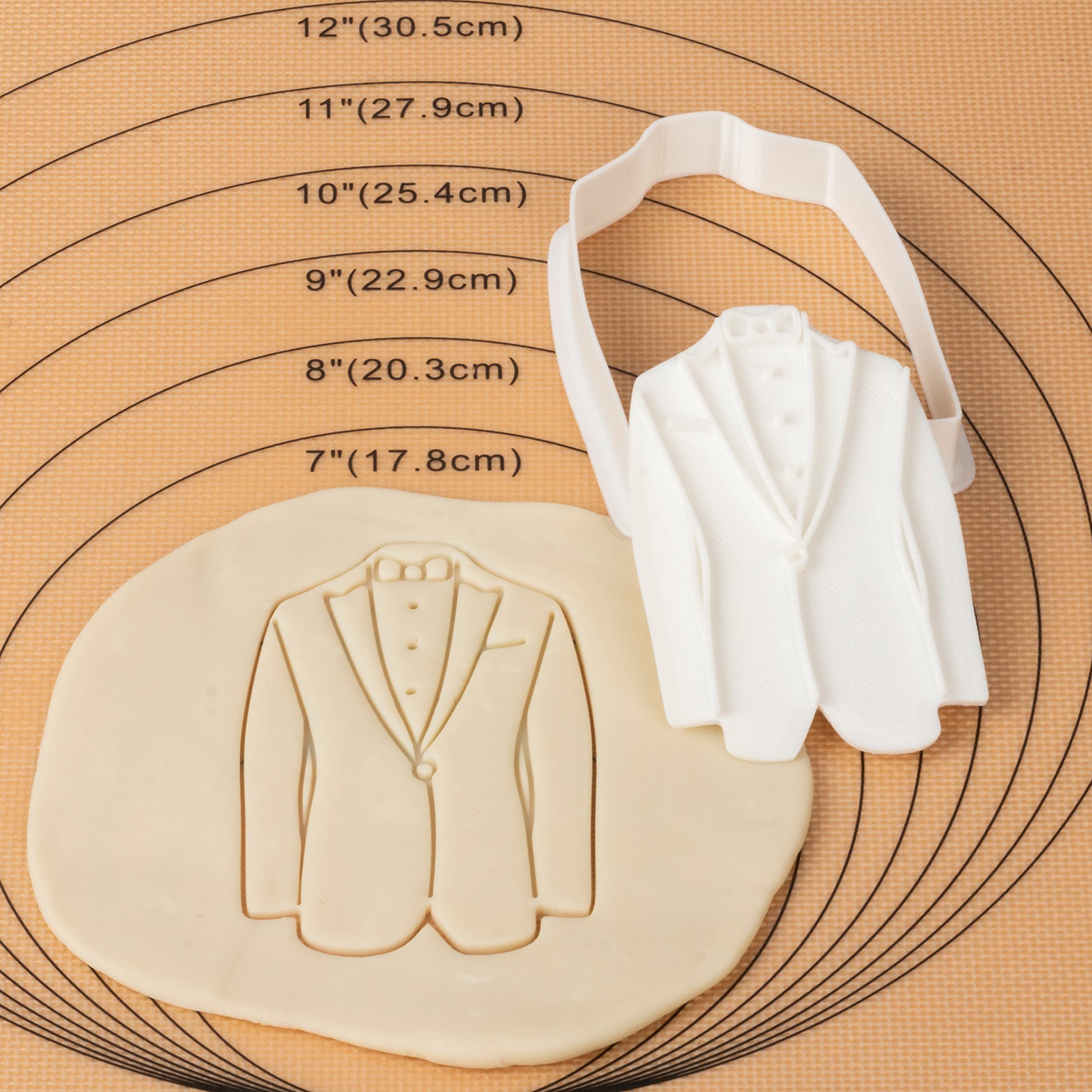 Flycalf Wedding Cookie Cutters Set - Tuxedo Design with Plunger Stamp Handle, 2.5