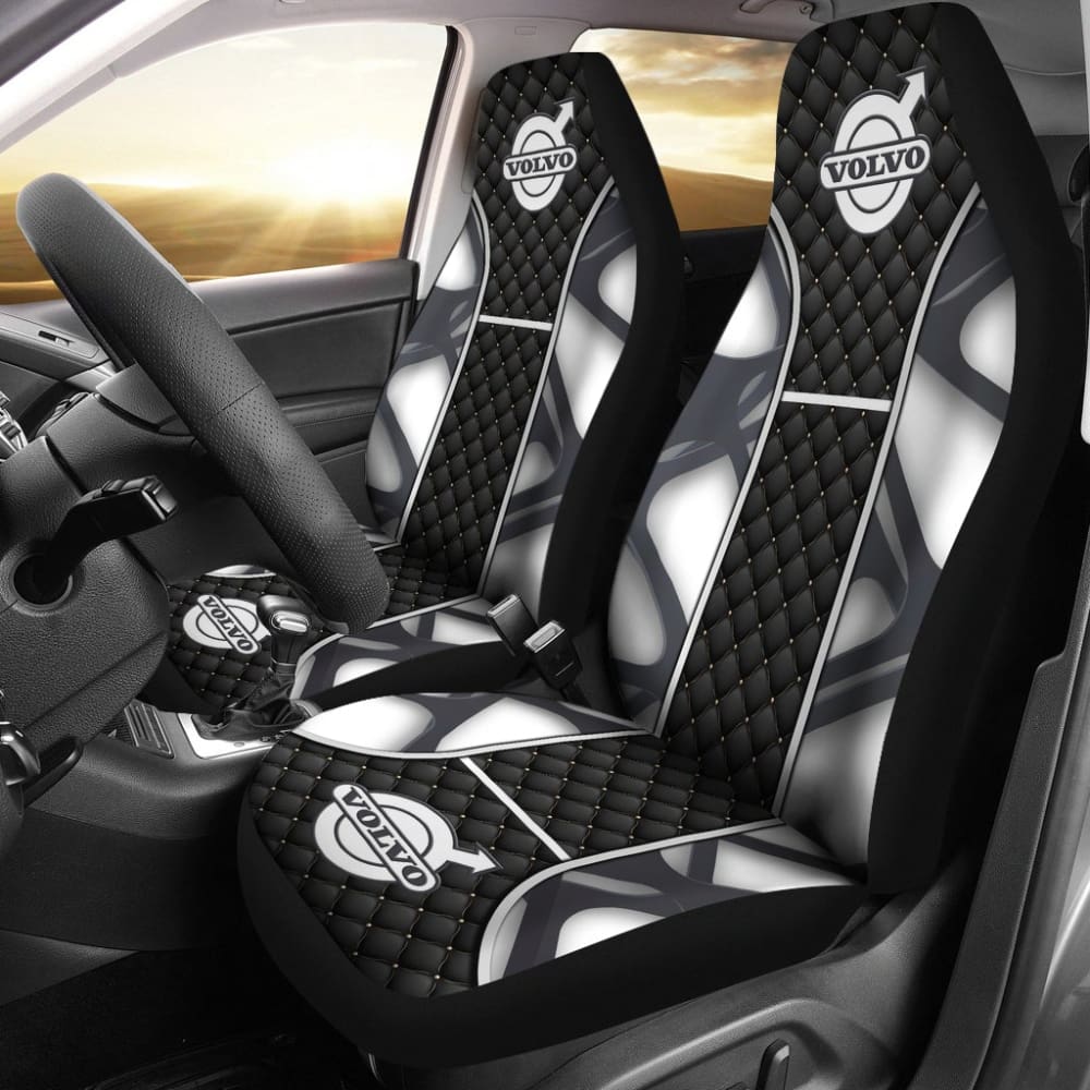 Premium Volvo Black & White Printed Car Seat Covers - Universal Fit for Most Volvo Models - Perfect for Daily Commute, Road Trips & Car Interior Protection