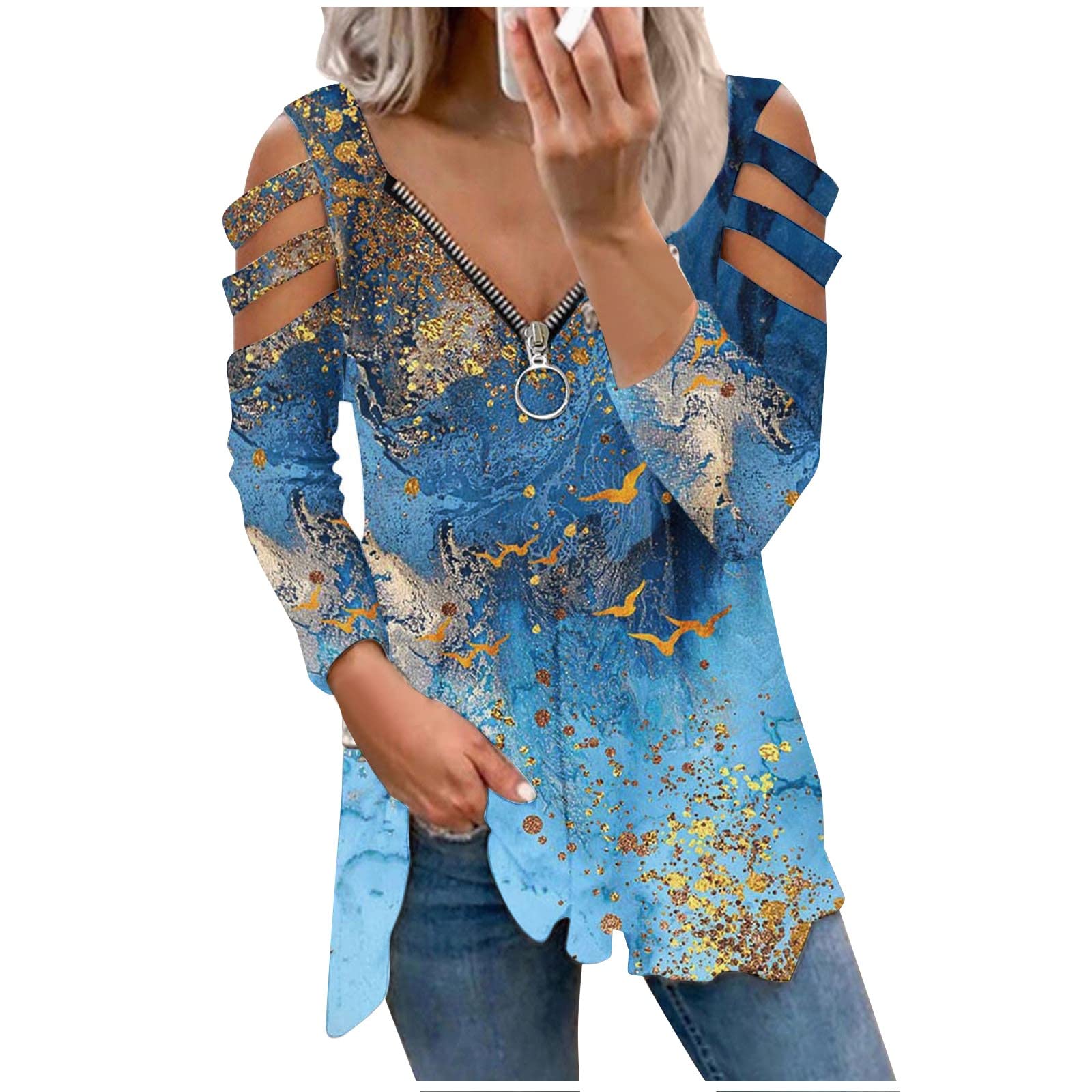 Women's Fall V-Neck Long Sleeve Tee Shirts - Sexy Business Casual Tops for Work | Office Wear & Everyday Outfits