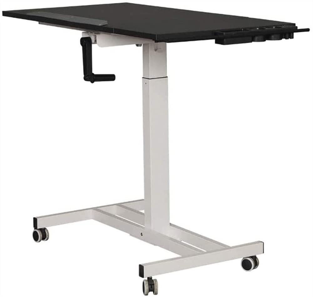 Adjustable Mobile Standing Desk with Wheels - Rolling Laptop Computer Workstation for Home Office, Drawing & Writing - Ergonomic Height & Tilt Adjustment for Sitting or Standing (Black) - Perfect for Small Spaces, Remote Work & Creative Studios