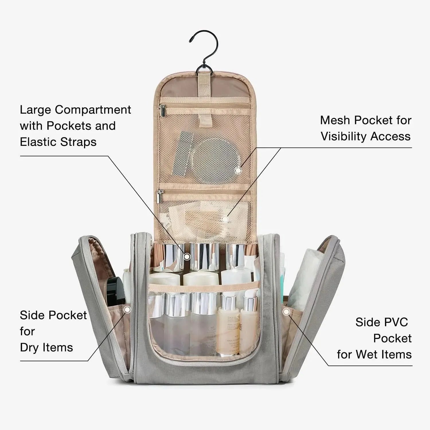 Premium Atlas Travel Hanging Toiletry Bag - Waterproof Cosmetic Organizer for Men & Women - Perfect for Camping, Gym, Business Trips & Air Travel