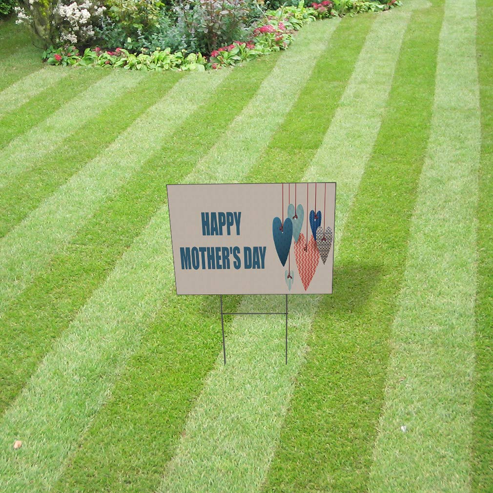 Happy Mother's Day Weatherproof Yard Sign - 24x18 Inch Double-Sided Blue Lawn Decoration for Outdoor Garden, Patio & Front Yard Display
