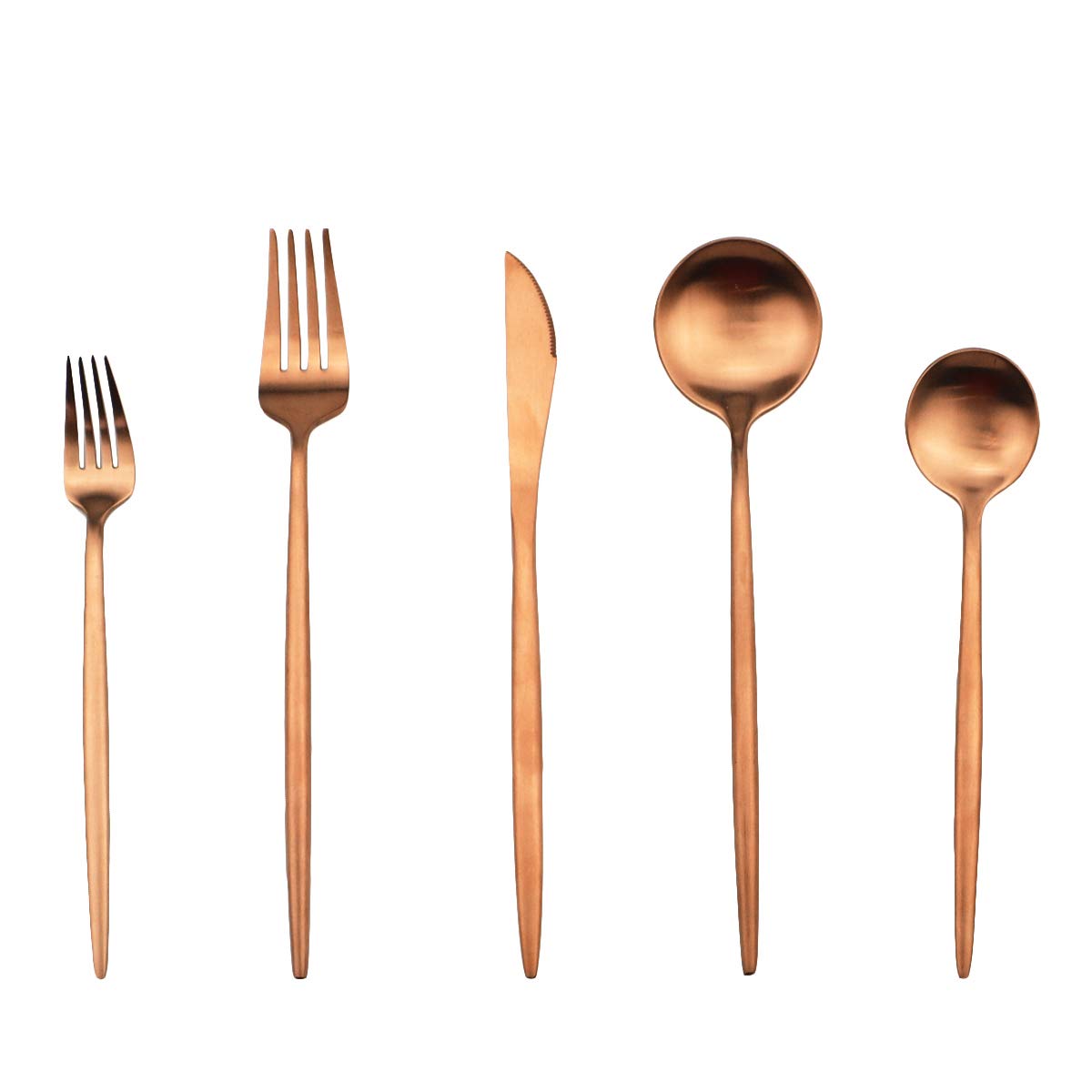 Premium 40-Piece Rose Gold Flatware Set - 18/10 Stainless Steel Matte Copper Cutlery for 8 People (Forks, Spoons, Knives) - Elegant Dinnerware for Home, Restaurant, Camping & Travel Use