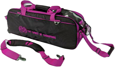 3 Ball Bowling Tote Bag with Clear Top - Black/Pink - Perfect for Bowling Leagues, Tournaments & Practice Sessions