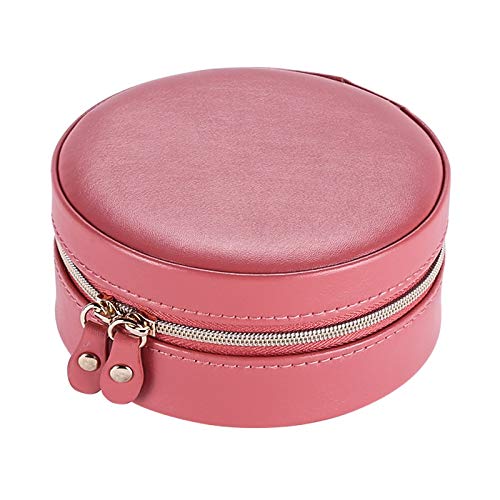 Nipogear Round Jewelry Storage Box - Small Portable Travel Jewelry Organizer for Earrings, Rings & Lipstick - Perfect for Travel, Home & Gift Giving