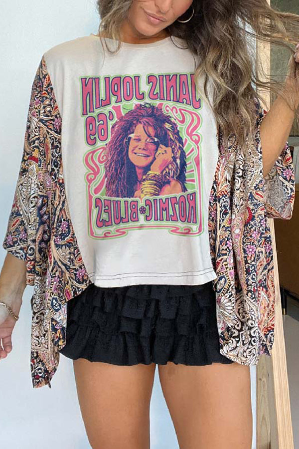 Stylish Ethnic Print Batwing Sleeve Loose Blouse for Women - Boho Chic Fashion Top for Casual Outings & Summer Festivals
