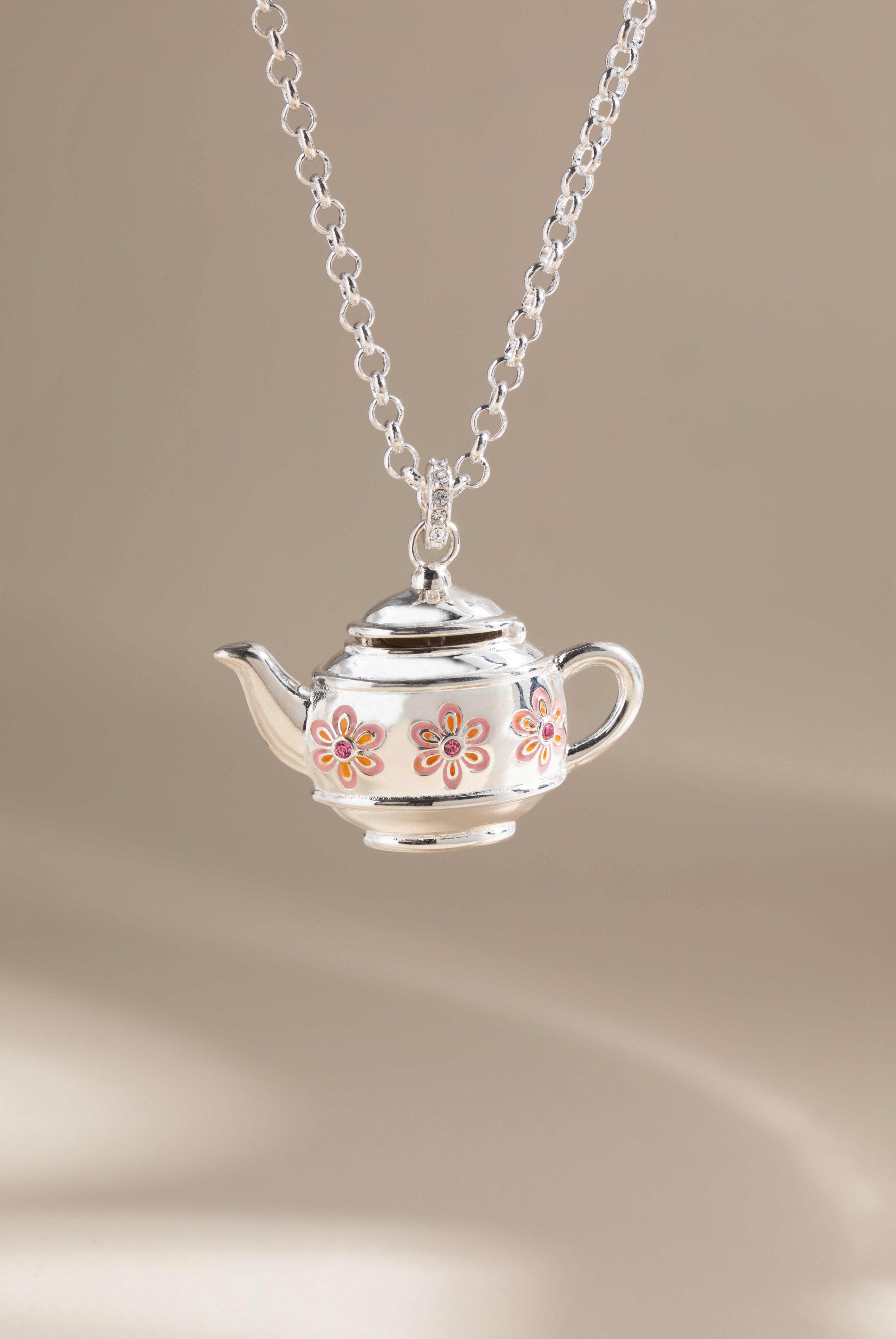 Floral Teapot Locket Pendant Necklace - Vintage Inspired Jewelry for Women - Perfect Gift for Tea Lovers & Garden Party Accessories