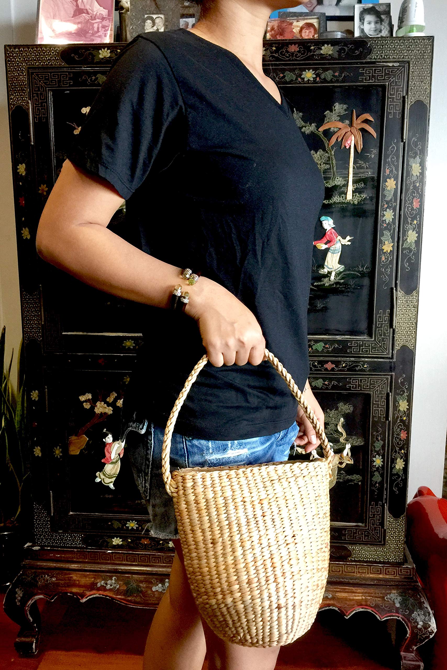 Mini Straw Tote Bag - Handwoven Natural Straw Purse with Top Handles for Women | Beach Bag, Summer Accessory, Picnic Tote, Boho Chic Fashion Statement