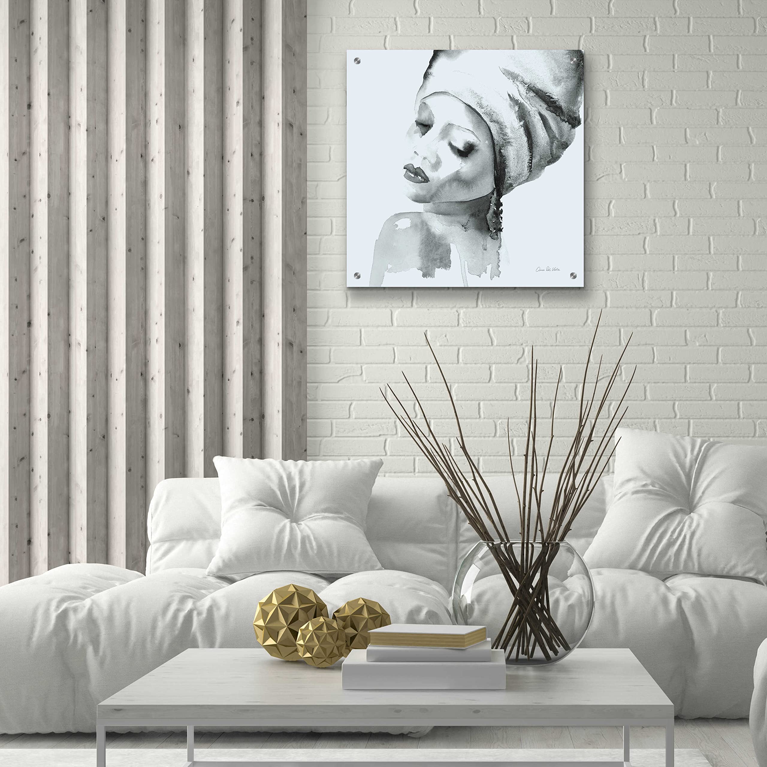 Alan Majchrowicz 'Woman I Blue' Acrylic Glass Wall Art - 24x24 Inch Modern Abstract Painting for Living Room, Bedroom & Office Decor