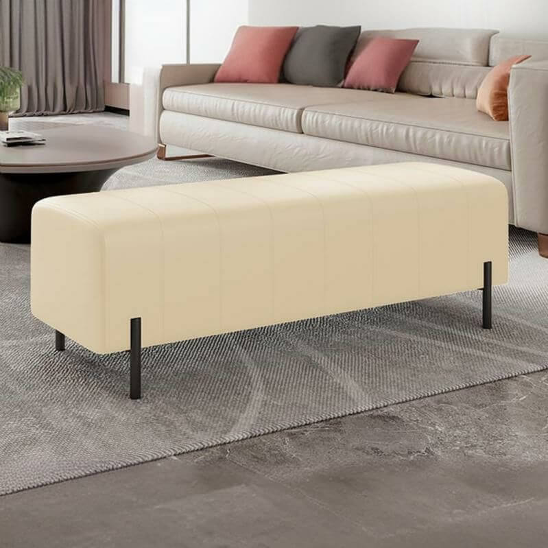 Premium Faux Leather Storage Ottoman Bench - Modern Rectangular Footrest with Tufted Design for Living Room, Bedroom & Entryway - Perfect Home Decor for Stylish Women