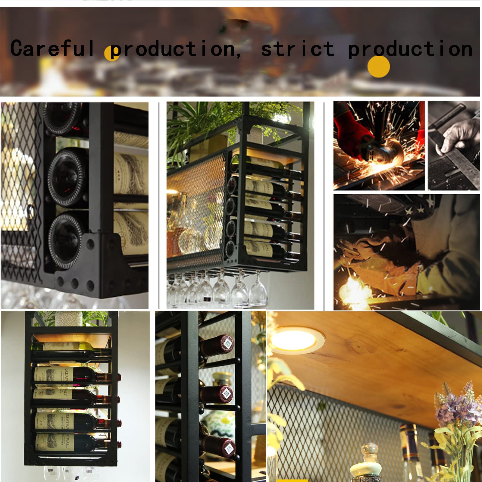 Premium Black Metal Ceiling Wine Glass Rack with Hanging Holder & Shelf - 55.1in Stemware Storage for Bars, Restaurants, Kitchens - Perfect for Wine Cellars, Home Bars & Commercial Establishments