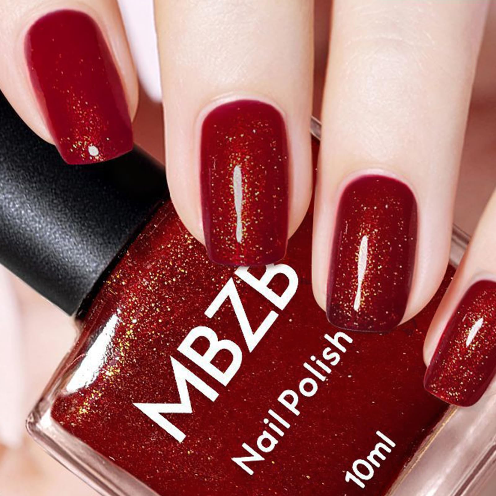 Red Glitter Nail Polish - Quick Dry Ruby Radiance Shimmer Nail Lacquer - Sparkling Air Dry Nail Varnish for DIY Manicure & Nail Art | Perfect for Parties, Date Nights & Special Occasions
