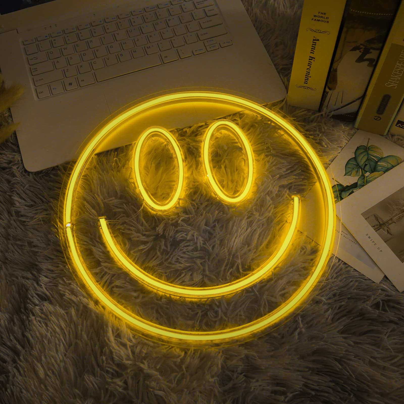 Fionnuar Smile Neon Sign - 16''x7'' LED Wall Decor Light for Bachelorette, Engagement, Birthday & Wedding Parties | Bright Night Light for Home, Bar, Cafe & Bedroom Decoration