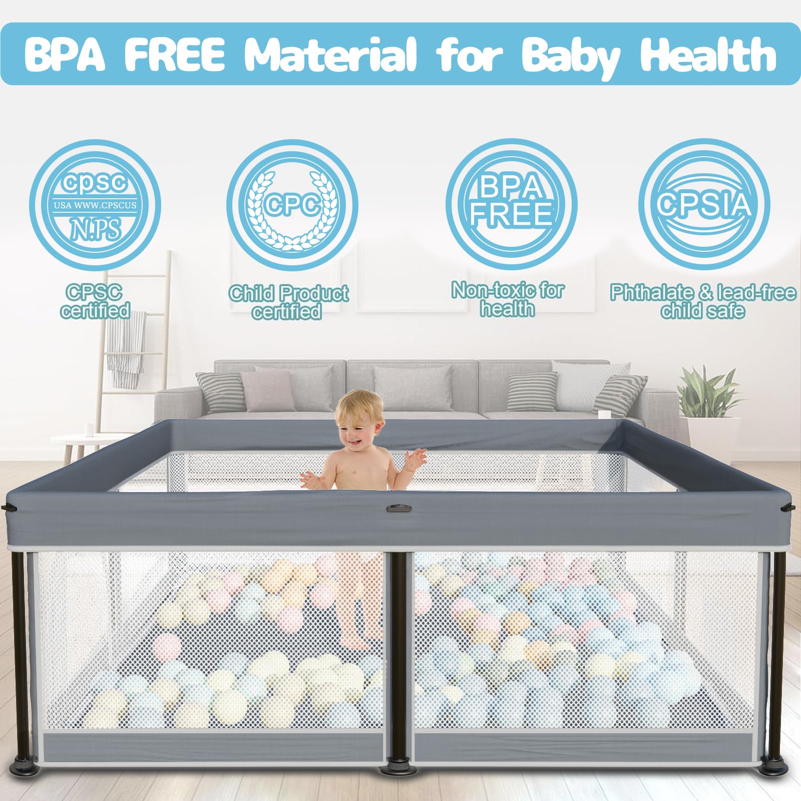 Foldable Baby Playpen with Mat - 50