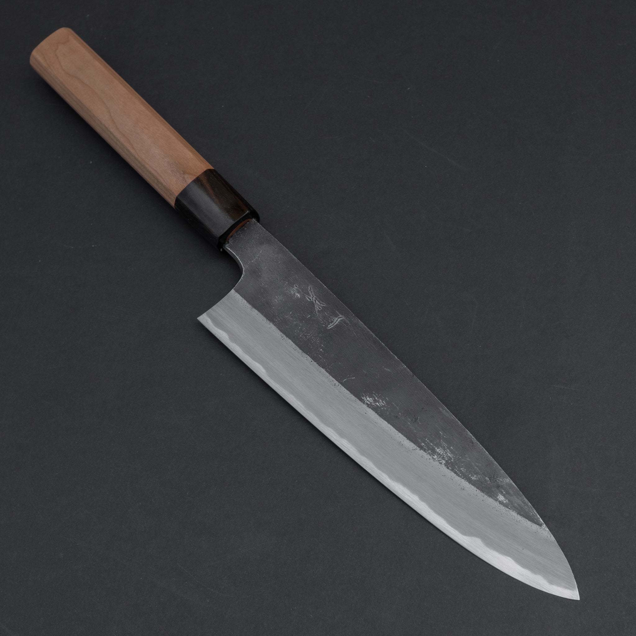 Hitohira Togashi Blue #2 Kurouchi Gyuto 210mm Japanese Chef Knife with Cherry Wood Handle - Perfect for Sushi, Meat Cutting & Professional Kitchen Use